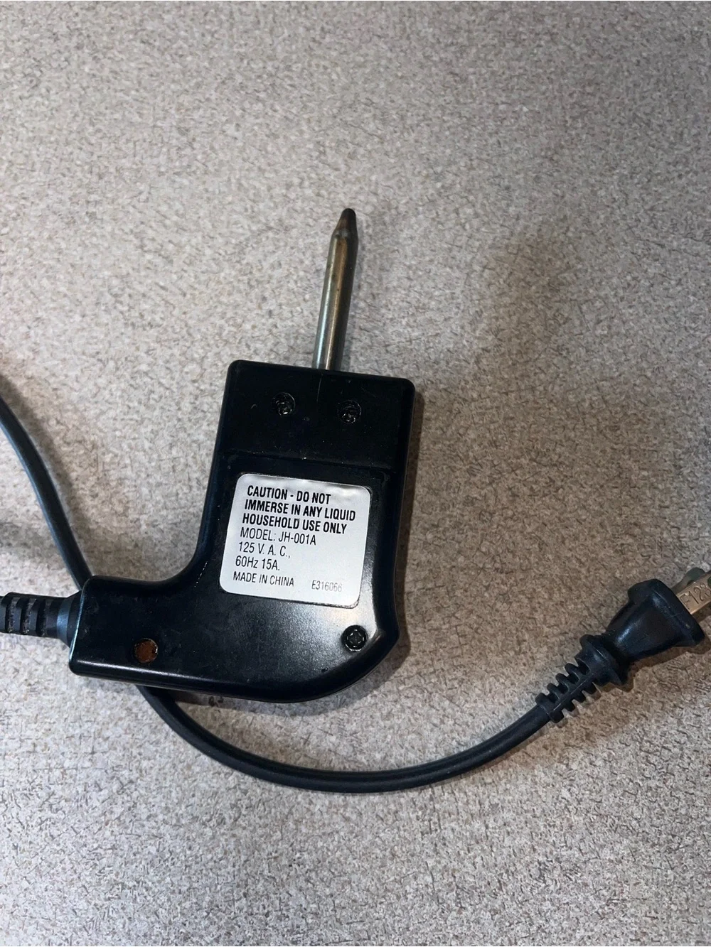 Rival Temperature Control Probe w/ Power Cord for Electric Skillet JH-001A Black